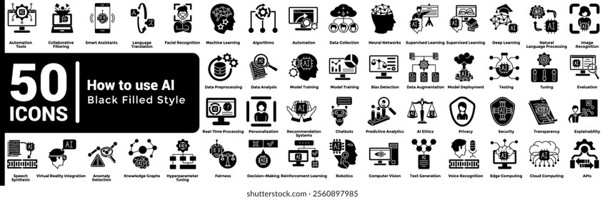 How to use AI 50 icon set in filled style