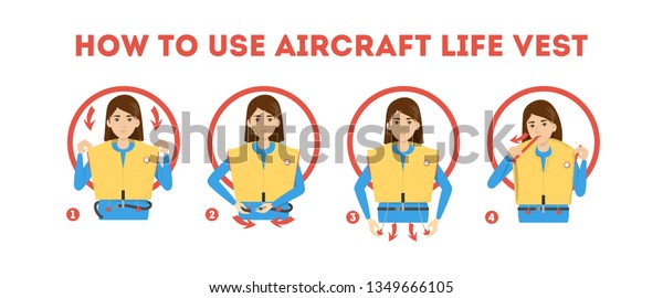 How To Use Airplane Life Jacket Instruction. Demonstration How To ...