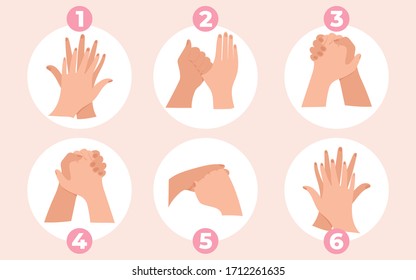 How to use hand sanitizer procedure to desinfect hands. Personal hygiene, infographic procedure to wash alcohol gel. Clean disease prevention covid-19.