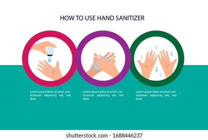 how to use hand sanitizer vector design
