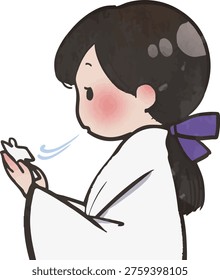 How to Use Hitogata Paper Doll for Oharae Purification | Japanese Shinto Ritual Step by Step Guide Vector