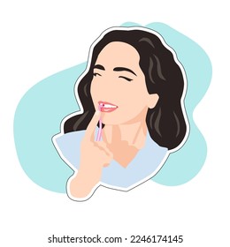  How to use monobrush. Doctor brushes teeth. Dental hygiene, whitening and treatment, flat vector illustration isolated on blue background. Dentist day.