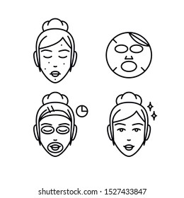 How to Use Sheet Mask. Instruction - 4 Vector Line Icon