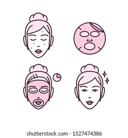 How to Use Sheet Mask. Instruction - 4 Vector Line Icon