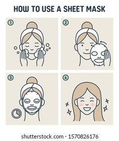 How To Use A Sheet Mask Steps Vector