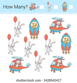 How many? Vector illustration of counting game.