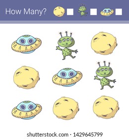 How many? Vector illustration of counting game. 