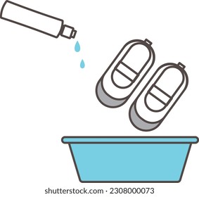 How to wash indoor shoes Simple line drawing illustration material