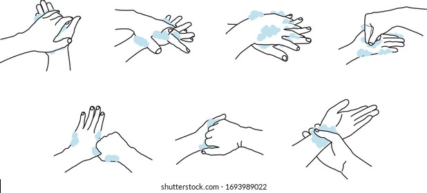 How to wash your hands icon design. Steps To Hand Washing For Prevent Illness And Hygiene.