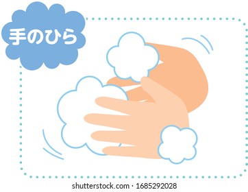 how to wash your hands for prevention in Japanese,palm
