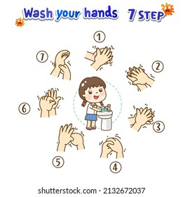 How to wash your hands vector.