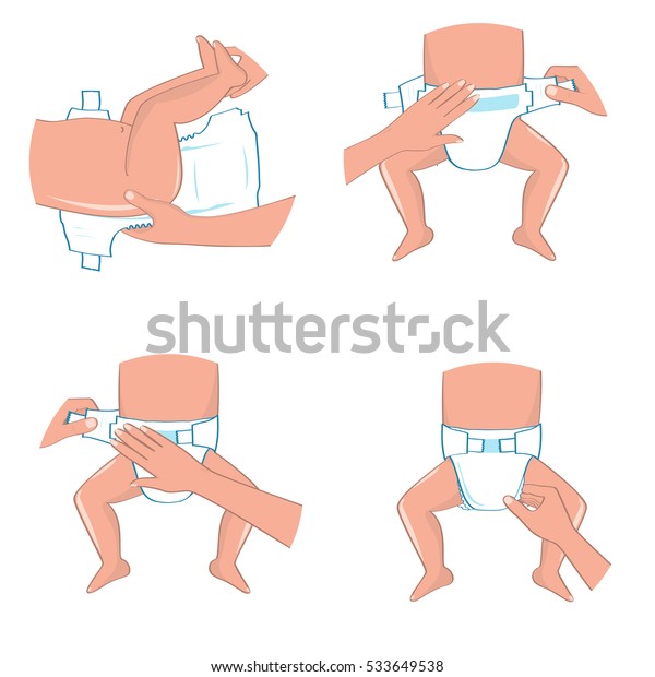 How Wear Diaper Steps Simple Manual Stock Vector (Royalty Free) 533649538