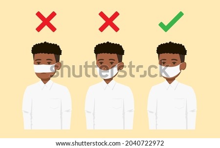 How to wear a mask properly. There is an example of 3  men.
