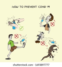 How to wear a mask and use a hand wash gel to protect Covid-19, funny