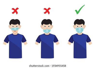 How to wear a mask vector design