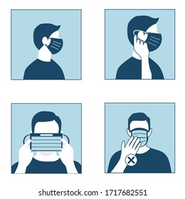 How to wear a surgical mask properly, virus outbreak prevention and pollution protection