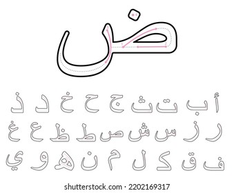 How to write arabic letters with tracing guide for kids