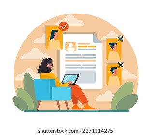 How to write a good CV instruction. Process of writing a successful resume for a job application. Candidate' profile for vacant position. Flat vector illustration