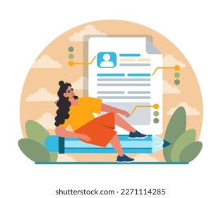 How to write a good CV instruction. Process of writing a successful resume for a job application. Candidate' profile for vacant position. Flat vector illustration