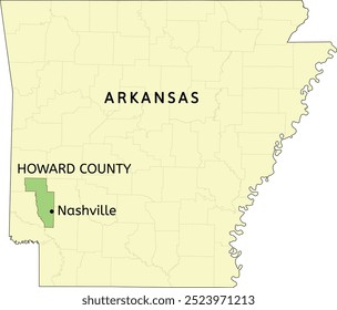 Howard County and city of Nashville location on Arkansas state map