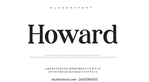 Howard Elegant alphabet letters font logo. Typography luxury classic lettering serif fonts decorative wedding vintage retro logos. vector illustration