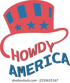 Howdy America mit Vektorgrafik des T-Shirt-Designs  