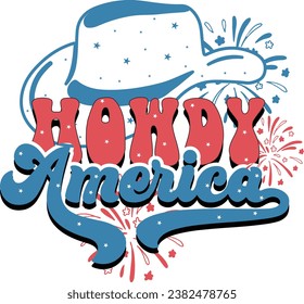 HOWDY AMERICA-4TH OF JULY T-SHIRT DESIGN 
