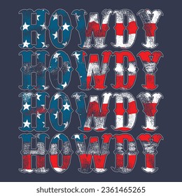 Howdy American flag , cowboy t-shirt design