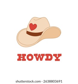 Howdy Cowboy Hat with Red Heart Graphic
