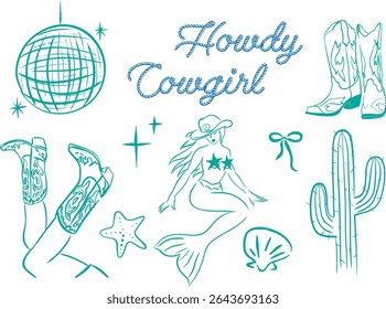 Howdy Cowgirl Vector Collection – Western Girl Illustrations and Rodeo Elements