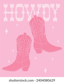 howdy cowgirl western pink boots