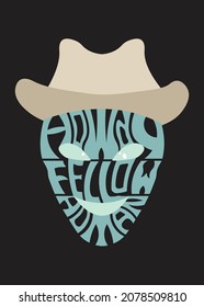 "Howdy fellow human": a printable design of an alien in a cowboy hat for science fiction (sci-fi) lovers