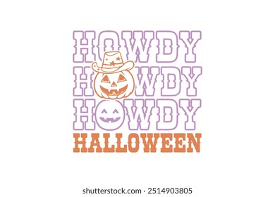 Hola Halloween, Retro Halloween Cita divertida Tipografía Diseño de camiseta