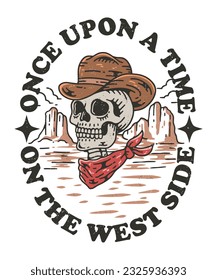howdy illustration cowboy badge skull design vintage head  Once Upon A Time On The West Side 