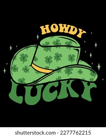 Howdy lucky cowboy hat shamrock t-shirt design