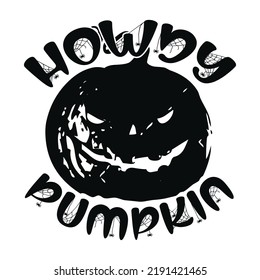 Howdy pumpkin typography design on the white background