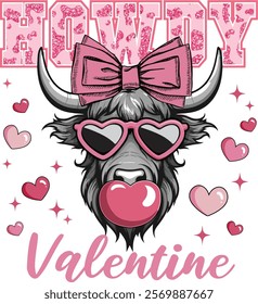 Howdy Valentine EPS, Cow Valentine, Coquette Valentine, Pink Bow, Cowgirl Valentines, Valentine Farm, Cow with Bubble