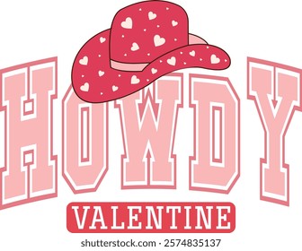 Howdy Valentine - Happy Valentine's day T-shirt Design, Valentine Varsity T-shirt design, Retro Valentine, retro Varsity, Love Heart Vector file, boho varsity, boho design