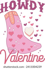 Howdy Valentine, Romantic Valentine Love Graphics Illustrations Merchandise for T-shirt, Clipart and Romantic Typography Designs