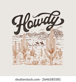 Cena do Cacto do Deserto Ocidental Howdy