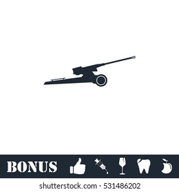 Howitzer icon flat. Vector illustration symbol and bonus pictogram