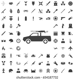 Howitzer and rocket artillery icon. Set of weapon icons