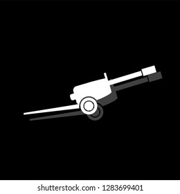Howitzer. White flat simple icon with shadow