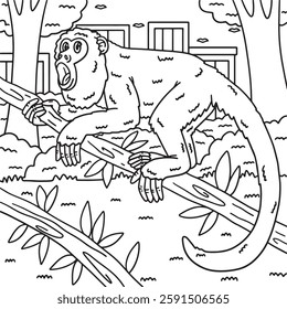 Howler Monkey Animal Coloring Page for Kids 