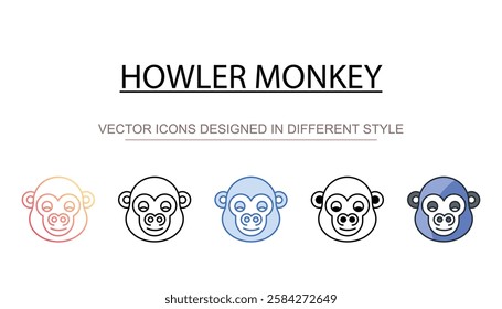 Howler Monkey icon design with white background stock illustration