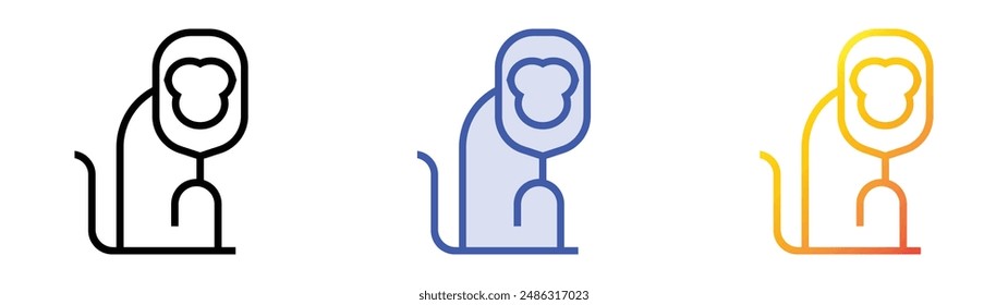 howler monkey icon. Linear, Blue Fill and Gradient Style Design Isolated On White Background