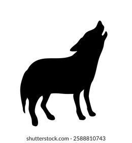 Howling barking dog monochrome silhouette illustration