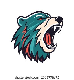Howling bear head illustration with intricate hand drawn details. Perfect for logo designs with a strong and powerful vibe