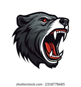 Howling bear head illustration with intricate hand drawn details. Perfect for logo designs with a strong and powerful vibe
