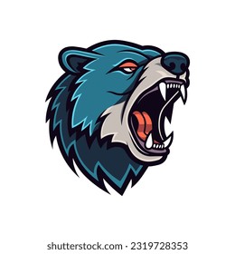 Howling bear head illustration with intricate hand drawn details. Perfect for logo designs with a strong and powerful vibe